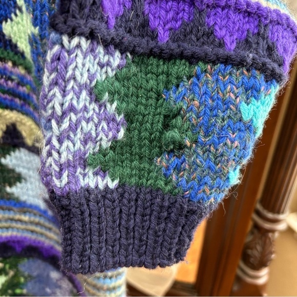 Handmade woven crochet chunky sweater fits XL/1X fair isle cardigan - Picture 7 of 11